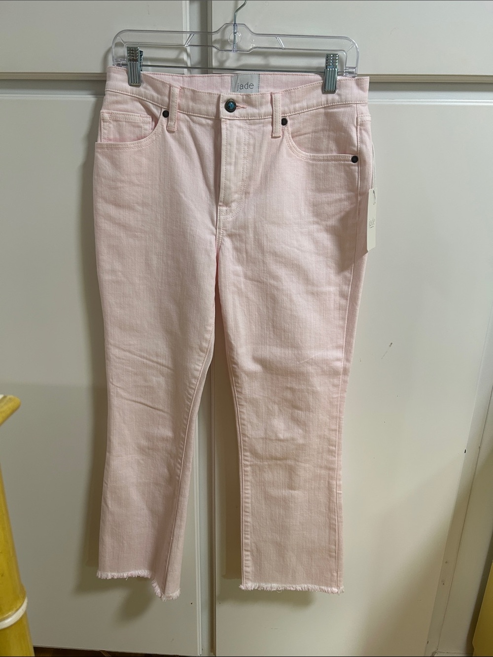 Johnny Was Jade Light Pink Cropped Straight Jeans 27 NWT